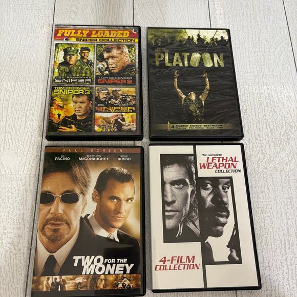 Movie Night Action & Adventure DVD Lot Platoon, Sniper, Lethal Weapon + More - Picture 6 of 13